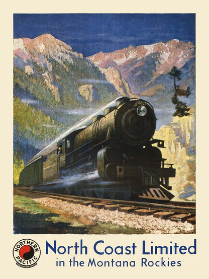 Montana Rockies Travel Poster: North Coast Limited by Gustav Wilhelm Krollmann, 1920
