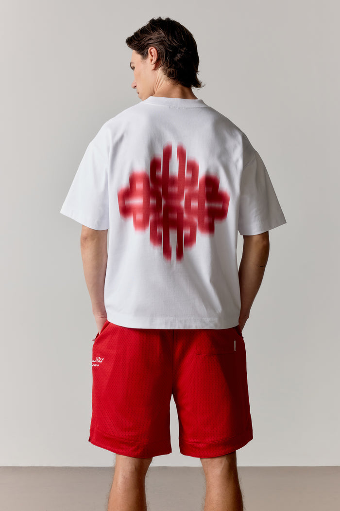 MOTION BLURRED EMBLEM T-SHIRT - RED