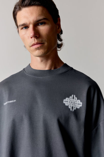MOTION BLURRED LONG SLEEVE T-SHIRT - CHARCOAL