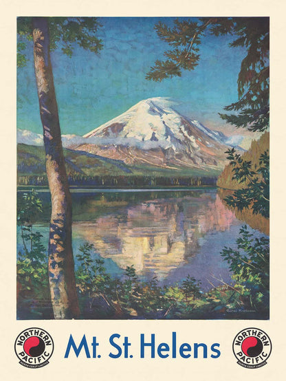 Mount St. Helens Travel Poster: Northern Pacific North Coast Limited by Gustav Wilhelm Krollmann, 1920