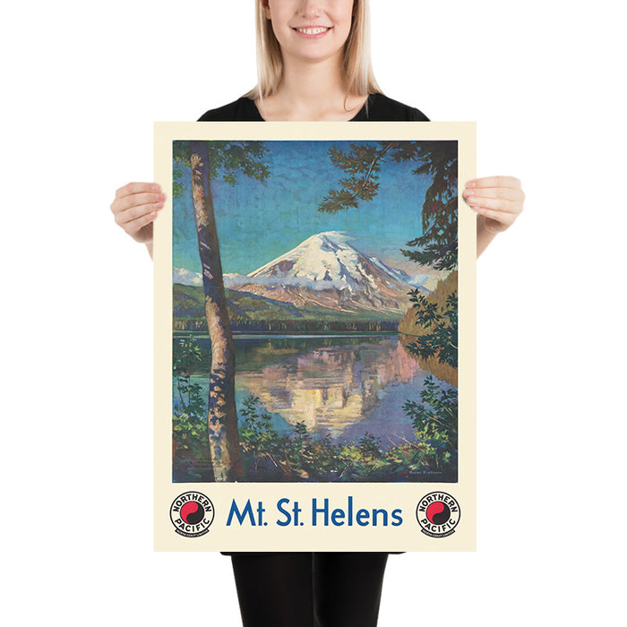 Mount St. Helens Travel Poster: Northern Pacific North Coast Limited by Gustav Wilhelm Krollmann, 1920