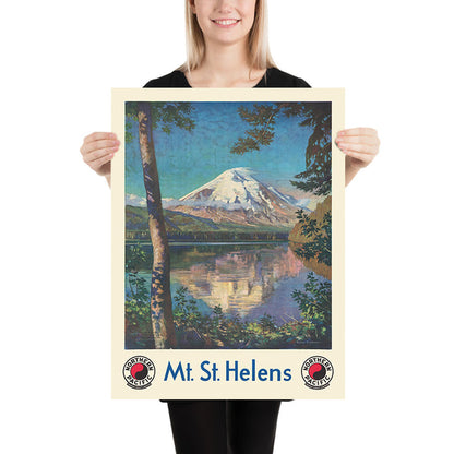 Mount St. Helens Travel Poster: Northern Pacific North Coast Limited by Gustav Wilhelm Krollmann, 1920