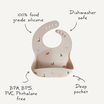 Mushie Silicone Bib Pink Flowers