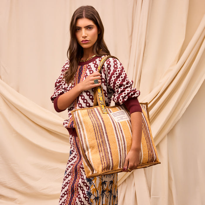 Nicolette Woven Tote Bag - Marigold