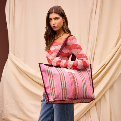 Nicolette Woven Tote Bag - Pansy