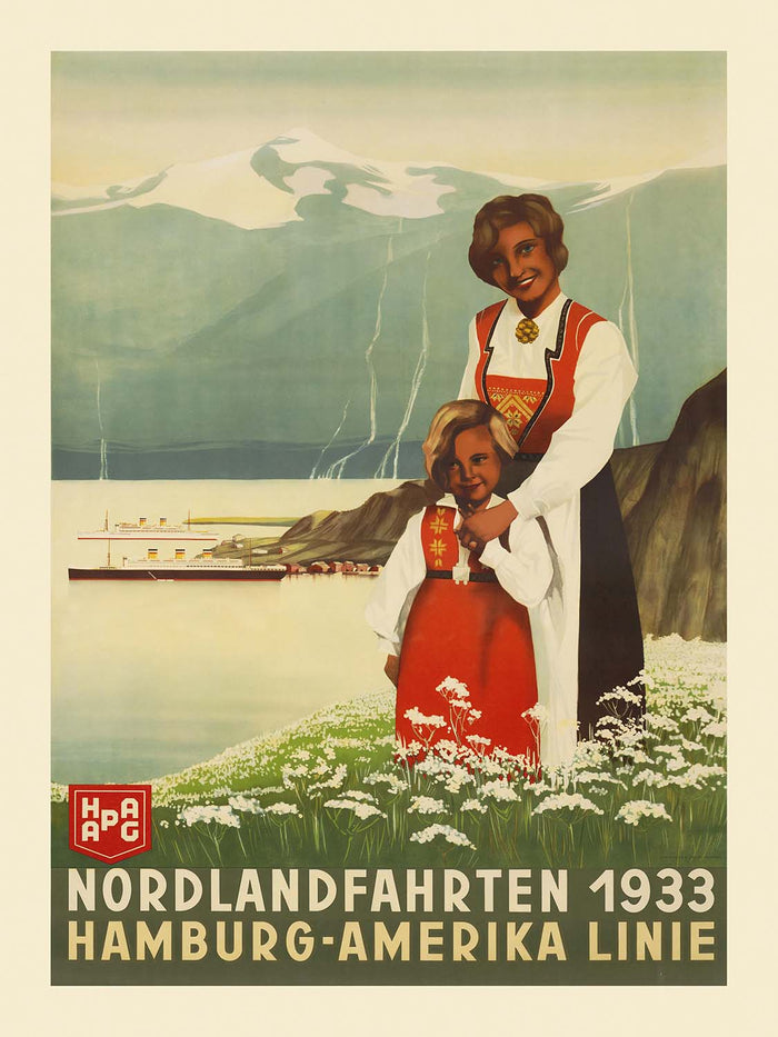 Norway Travel Poster: Nordlandfahrten by Hamburg-Amerika Linie, 1933