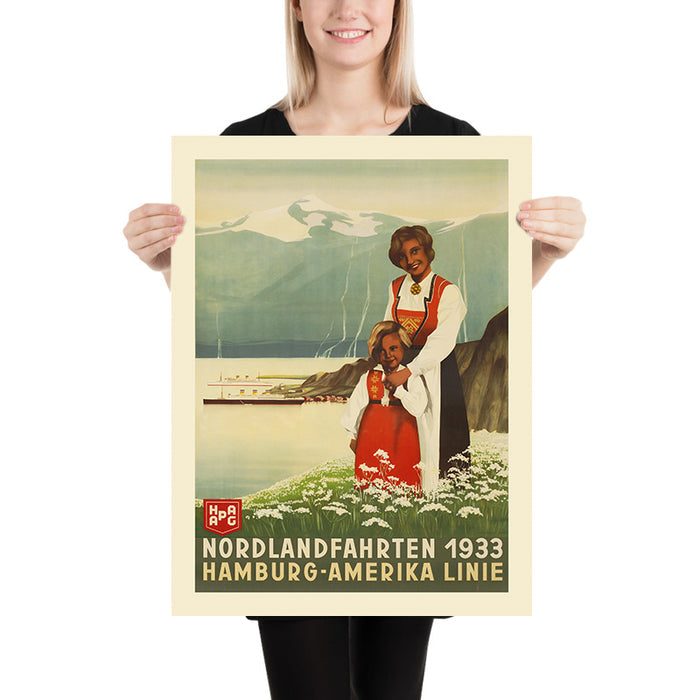 Norway Travel Poster: Nordlandfahrten by Hamburg-Amerika Linie, 1933