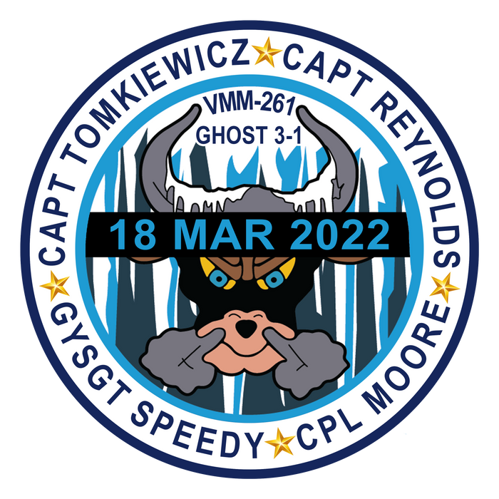 Official VMM-261 Raging Bulls Ghost 3-1 Memorial Patch and Sticker