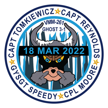 Official VMM-261 Raging Bulls Ghost 3-1 Memorial Patch and Sticker