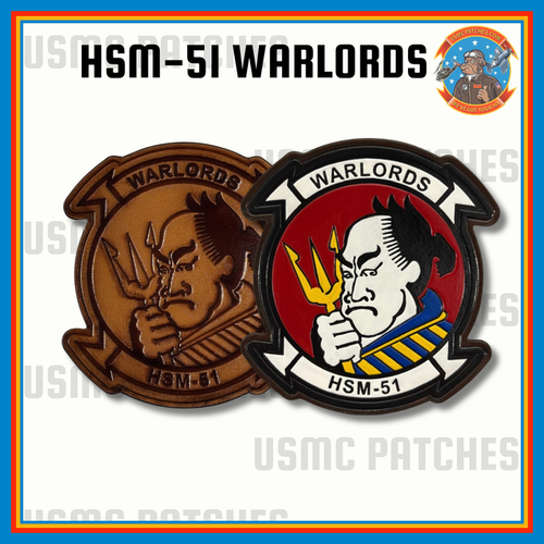 Officially Licensed US Navy HSM-51 Warlords Leather Patches
