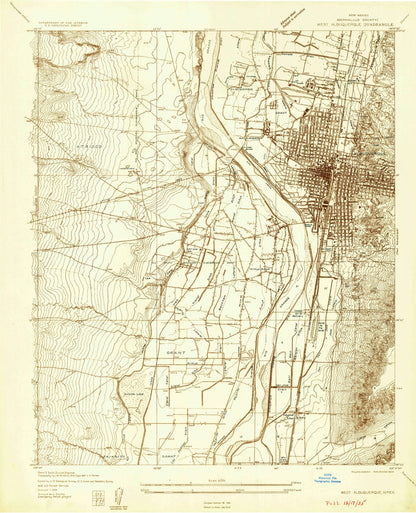 Old Map of Albuquerque, New Mexico by USGS, 1934 – Rio Grande River & Grant
