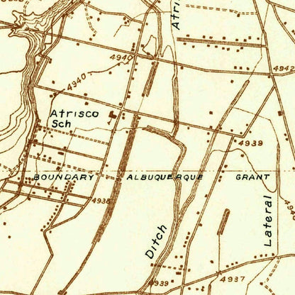 Old Map of Albuquerque, New Mexico by USGS, 1934 – Rio Grande River & Grant