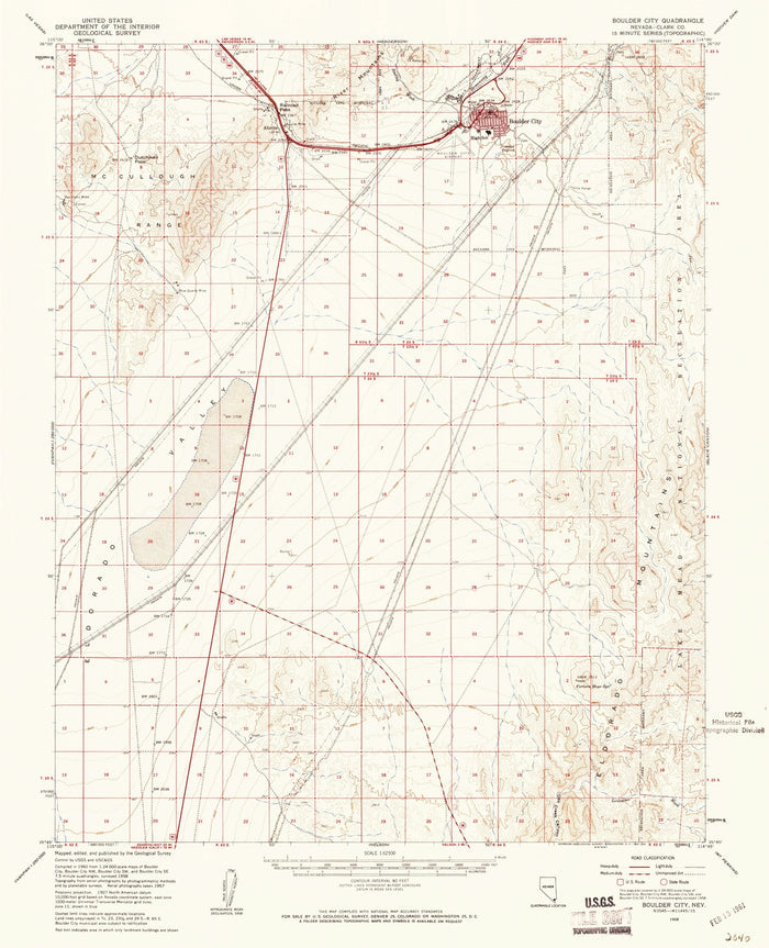 Old Map of Boulder City, Nevada by USGS, 1958 – Hoover Dam & Lake Mead