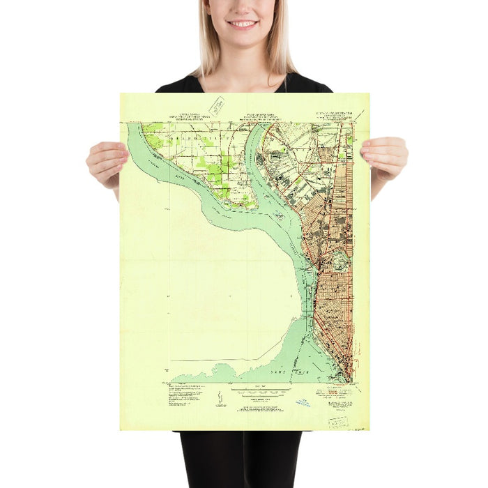 Old Map of Buffalo, New York by USGS, 1950 – Grand Island, Niagara River & Lake Erie