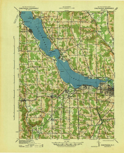 Old Map of Chautauqua, New York by USGS, 1941 – Lake Chautauqua, Jamestown & Bemus Point