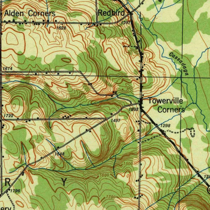 Old Map of Chautauqua, New York by USGS, 1941 – Lake Chautauqua, Jamestown & Bemus Point