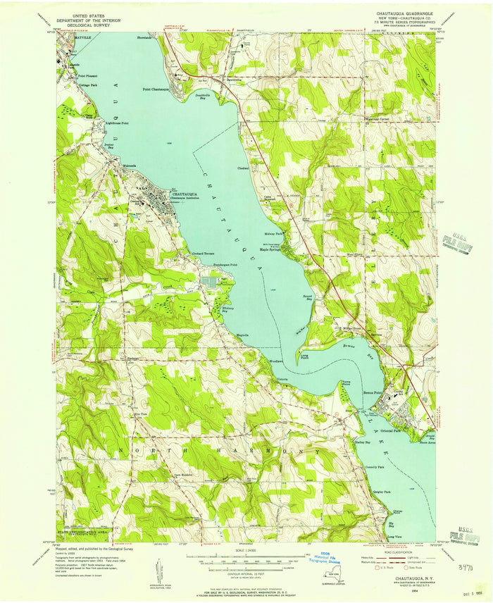Old Map of Chautauqua, New York by USGS, 1954 – Chautauqua Lake & Mayville