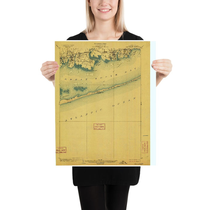 Old Map of Fire Island, New York by USGS, 1911 – Great South Bay, Bay Shore & Patchogue