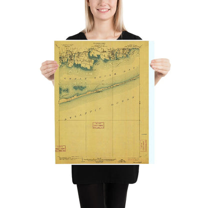 Old Map of Fire Island, New York by USGS, 1911 – Great South Bay, Bay Shore & Patchogue
