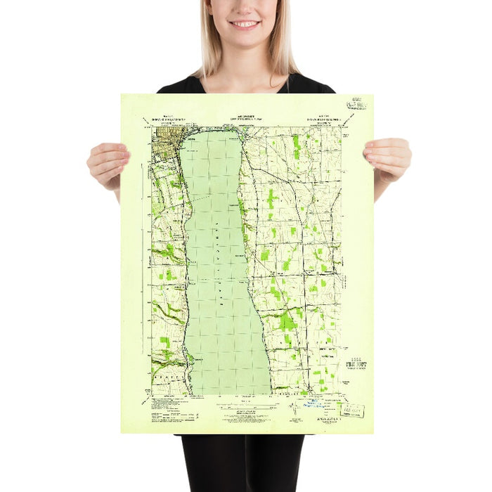 Old Map of Geneva, New York by USGS, 1943 – Seneca Lake & Waterloo