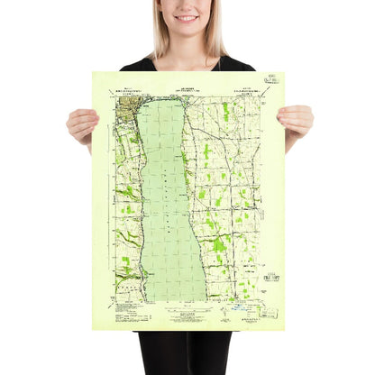 Old Map of Geneva, New York by USGS, 1943 – Seneca Lake & Waterloo
