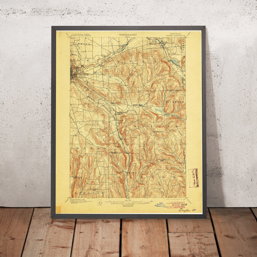 Old Map of Ithaca, New York by USGS, 1900 – Cayuga Lake, Dryden & Lansing