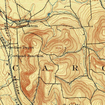 Old Map of Ithaca, New York by USGS, 1900 – Cayuga Lake, Dryden & Lansing