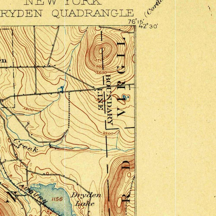 Old Map of Ithaca, New York by USGS, 1900 – Cayuga Lake, Dryden & Lansing