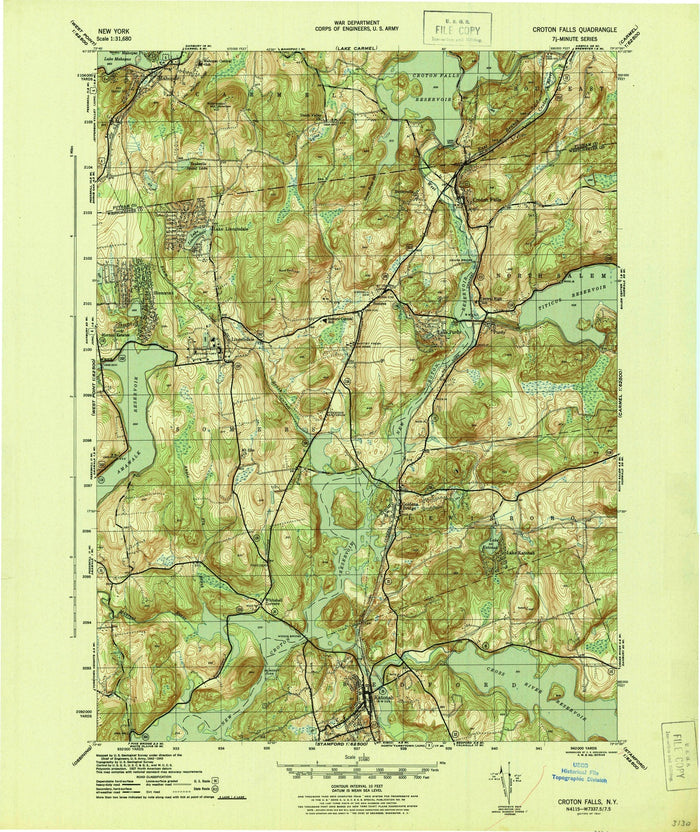 Old Map of Katonah, New York by USGS, 1944 – Croton Falls, Lake Carmel & Croton Reservoir