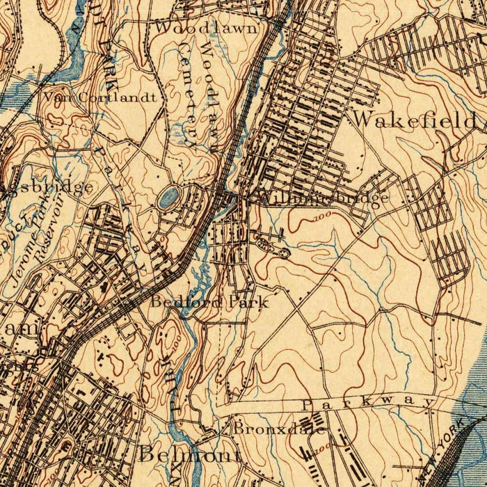 Old Map of Manhattan, New York by USGS, 1898 – Harlem, Upper East Side & Upper West Side