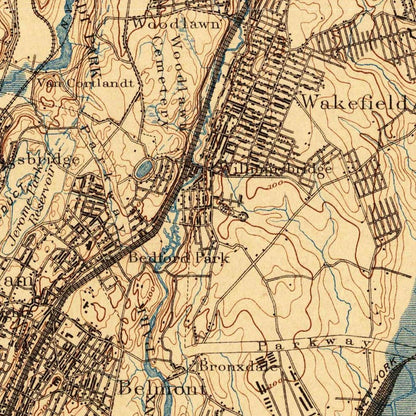 Old Map of Manhattan, New York by USGS, 1898 – Harlem, Upper East Side & Upper West Side