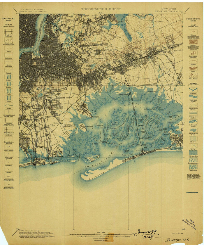 Old Map of SoHo, New York by USGS, 1898 – Brooklyn, Manhattan & East River