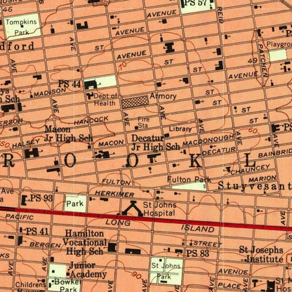 Old Map of Soho, New York by USGS, 1956 – Brooklyn, Central Park & Prospect Park