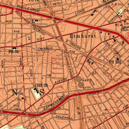 Old Map of Soho, New York by USGS, 1956 – Brooklyn, Central Park & Prospect Park