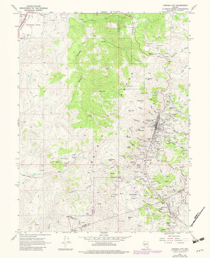 Old Map of Virginia City, Nevada by USGS, 1967 – Gold Hill, Dayton & Mount Davidson
