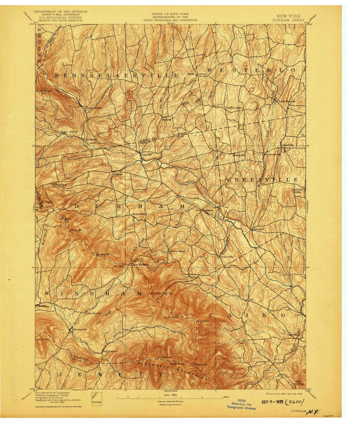 Old Map of Woodstock, New York by USGS, 1894 – Catskill Mountains, Hunter & Windham