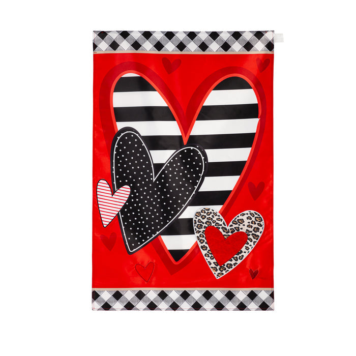 Patterned Heart Applique House Flag
