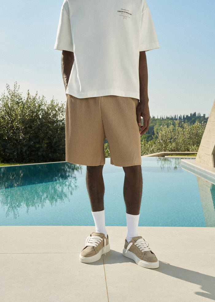 PLISSE SHORTS - MUSHROOM