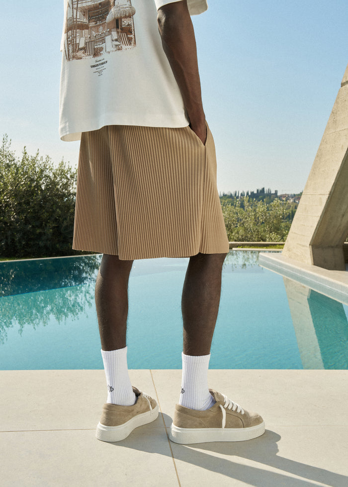 PLISSE SHORTS - MUSHROOM