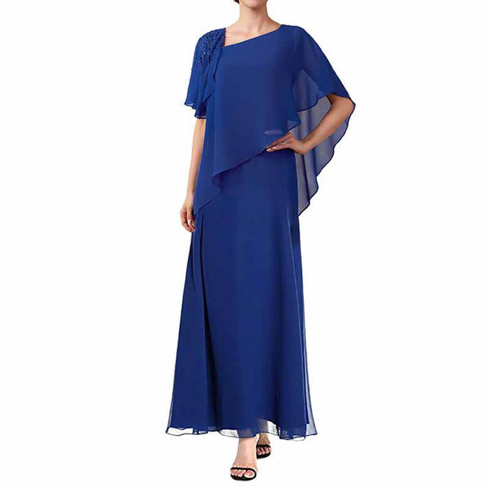 Plus Size Chiffon Mother of The Bride Dress Long Maxi Formal Evening Gown