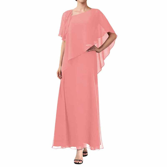 Plus Size Chiffon Mother of The Bride Dress Long Maxi Formal Evening Gown