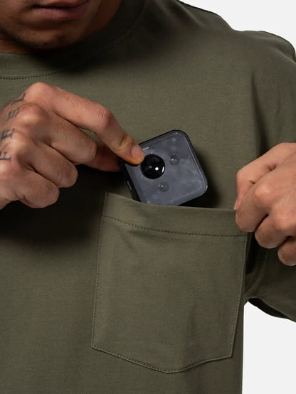 BETWEEN SIDES Pocket Tee - Khaki - T-Shirts T-SHIRT