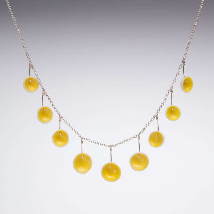 Porcelain Canary Yellow Dot Necklace