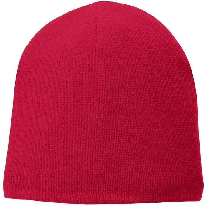 Port & Company Fleece-Lined Beanie Cap-Regular-Port & Company-Athletic Red-OSFA-Thread Logic
