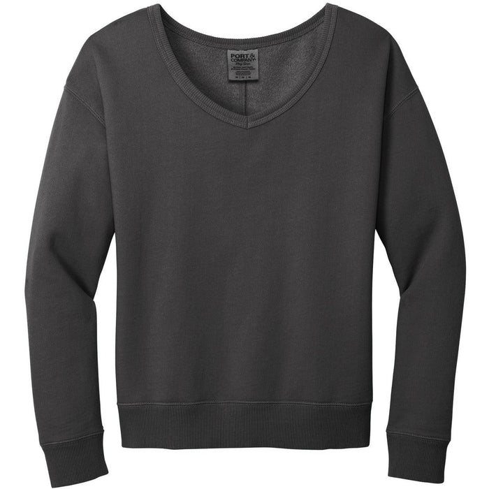 Port & Company Women's Beach Wash Garment-Dyed V-Neck Sweatshirt