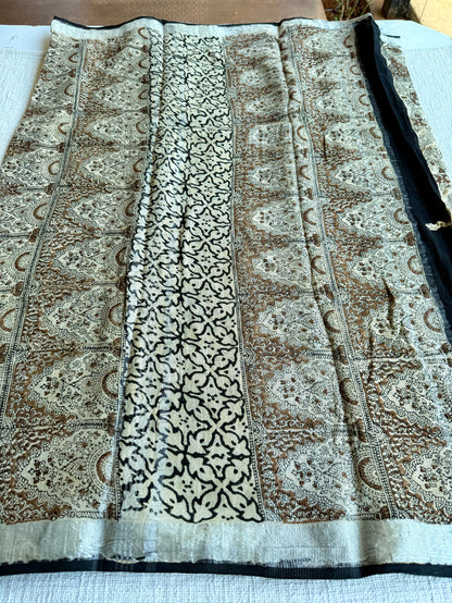 Printed linen cotton saree
