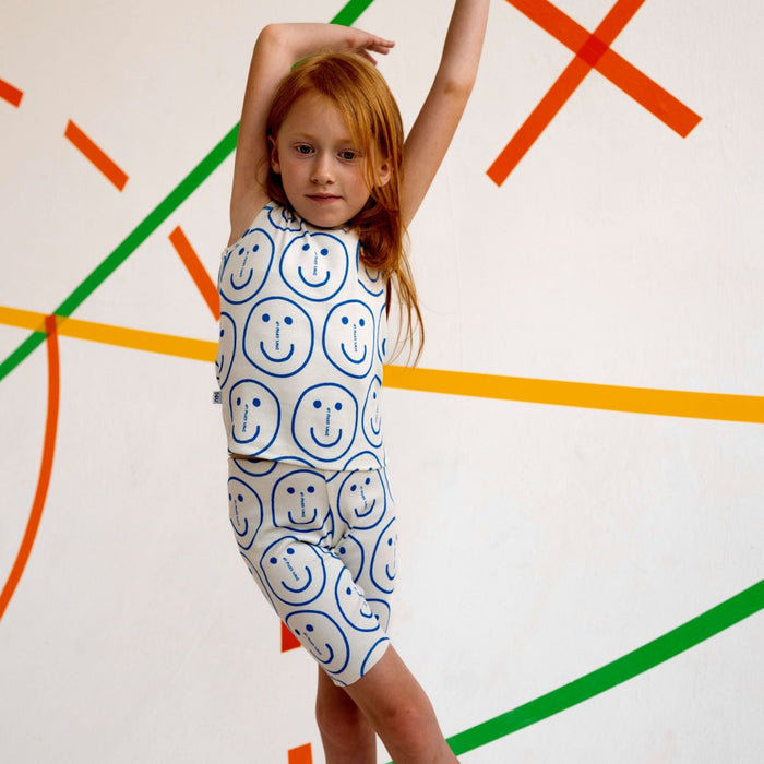 Ribbed Tank Smiley Blue