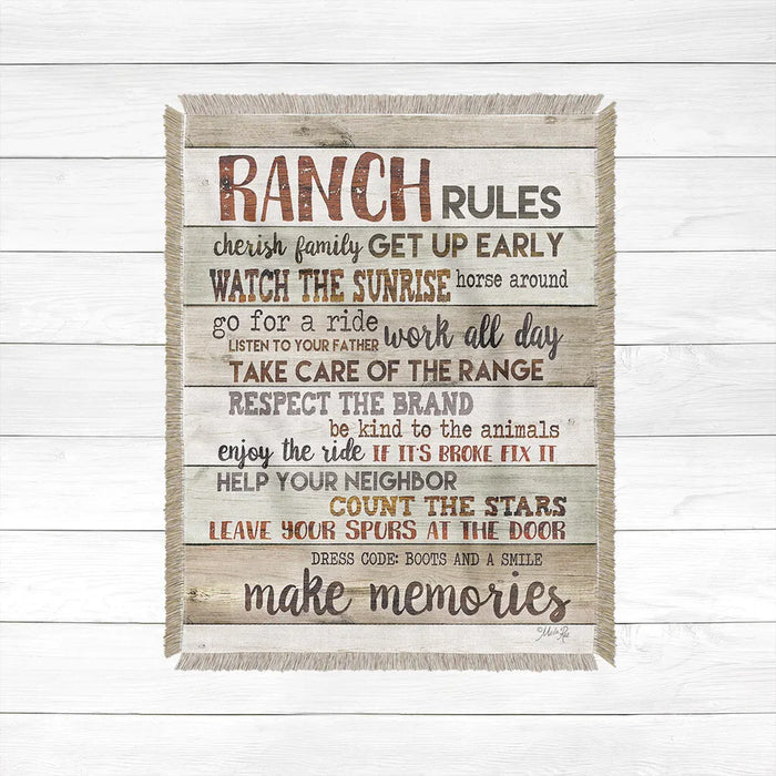Rustic Ranch Rules Woven Throw Blanket