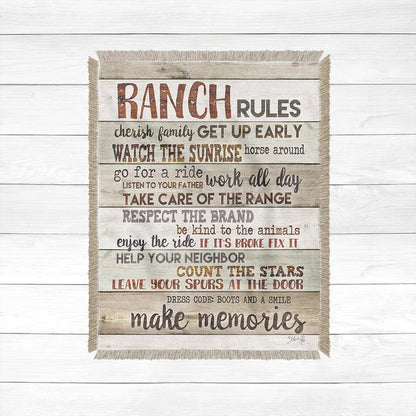 Rustic Ranch Rules Woven Throw Blanket