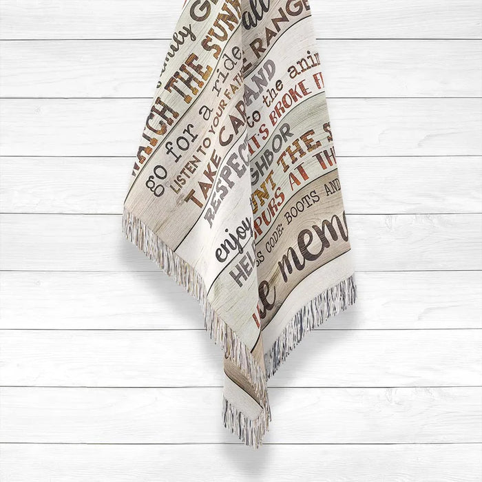 Rustic Ranch Rules Woven Throw Blanket